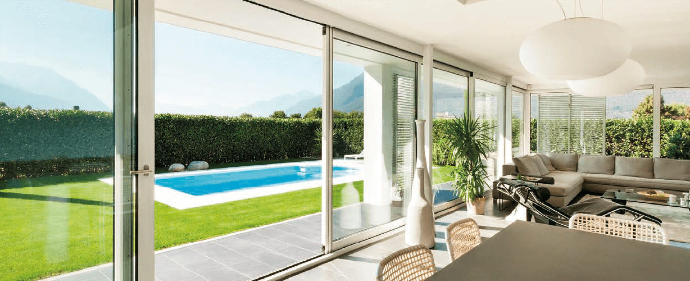 Sliding doors next to swimming pool