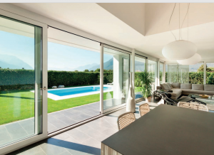 Sliding doors leading out to swimming pool