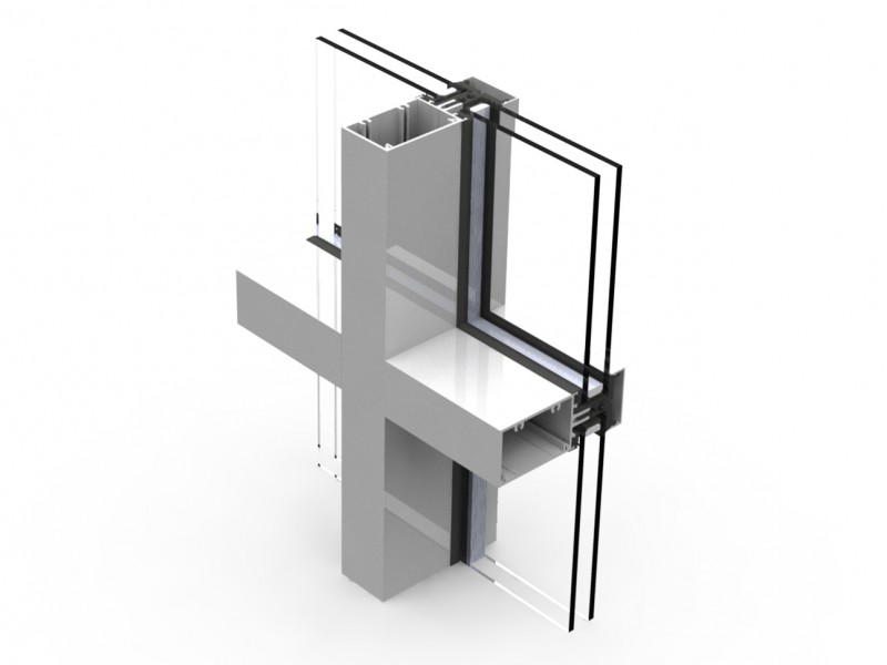 Left hand side view of the KLW aluminium curtain wall cross section
