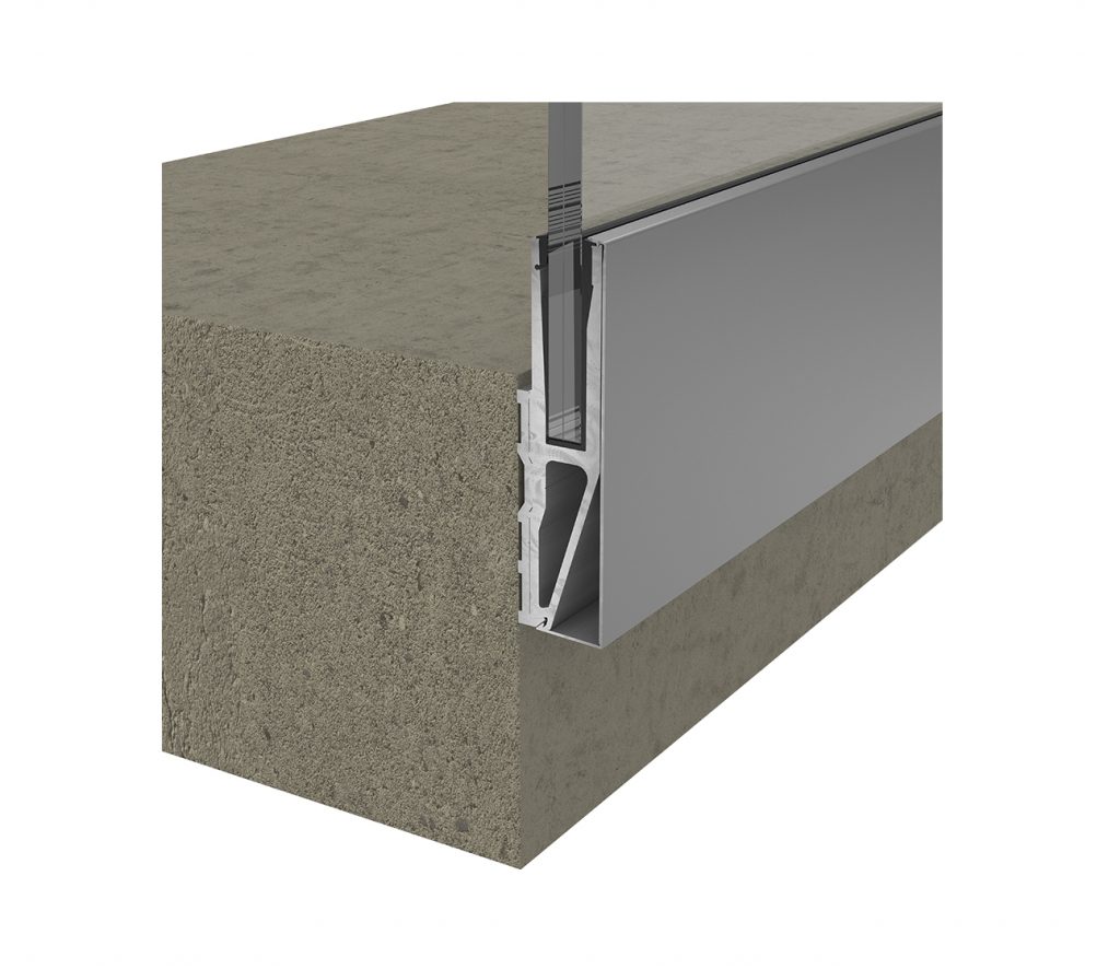 Aluminium attachment for glass rail.